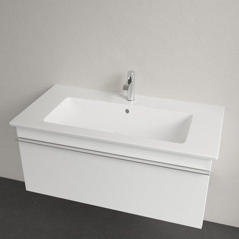 Villeroy & Boch venticello Meubelwastafel wasbak midden - 1 kraangat - 100x50cm geschikt - voor 3 kraangaten overloop - White Alpine (glans wit) 1025120