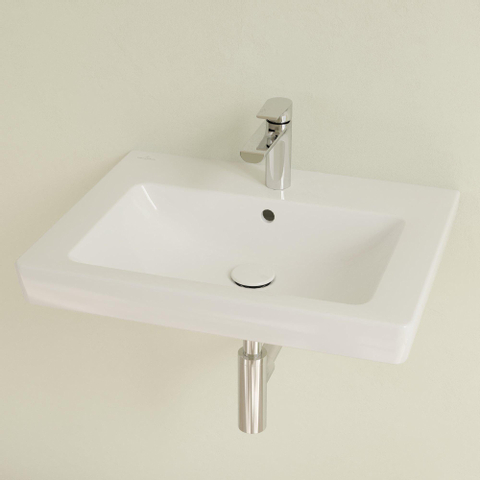 Villeroy & Boch Subway 2.0 wastafel onderzijde - geslepen - 60x47cm inclusief kraangat - met overloop - White Alpine (glans wit) 1024125