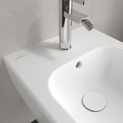 Villeroy & Boch Avento wandbidet - 37x53 - 1 kraangat - met overloop CeramicPlus - Stone White (mat wit) SW209385