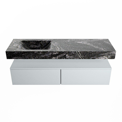 Mondiaz ALAN-DLUX Ensemble de meuble - 150cm - meuble Clay mat - 2 tiroirs - Lavabo Cloud Lava suspendu - vasque Gauche - 0 trous de robinet SW809109