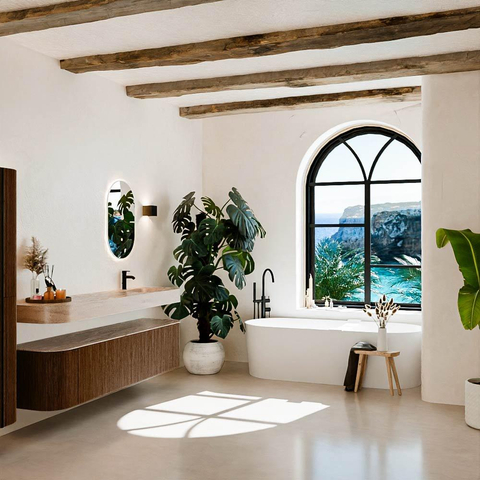MONDIAZ THOR-DLUX Meuble de salle de bains 190cm arrondi gauche + droite couleur Walnut avec 2 tiroirs et 2 portes. Vasque suspendue CLOUD Droite 1 trou de robinet couleur Saba. SW1466655