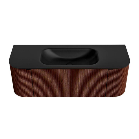 Mondiaz KURVE Ensemble de meubles de salle de bains - 130x46x40cm - 1 tiroir - 2 portes - lavabo solid surface - milieu - 1 trou de robinet - Ruby SW1415418