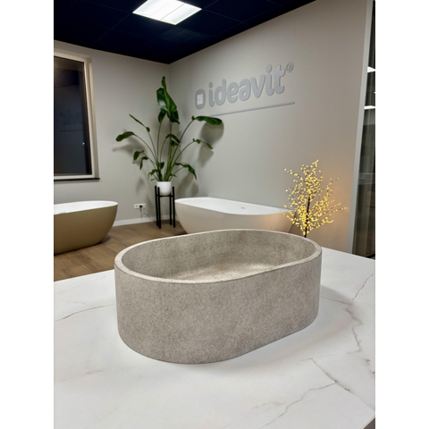 Ideavit Rock Waskom 40x28x12cm ovaal Concrete beige SHOWROOMMODEL SHOW26658