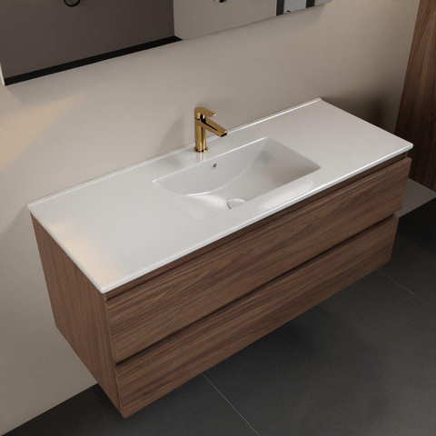 Mondiaz Aivy badmeubelset - 120x45x50cm - 1 kraangat - 1 wasbak talc Keramiek - Midden - 2 lades - Zonder spiegel - Melamine Mocha SW892158