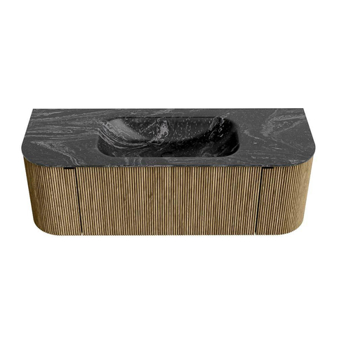 Mondiaz KURVE-DLUX Badkamermeubelset - 130x46x40cm - 1 lade - 2 deuren - wastafel solid surface - midden - zonder kraangat - Dusk SW1415244