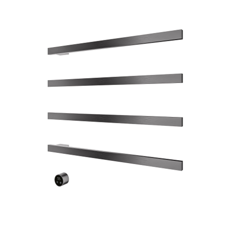 Hotbath &MORE Handdoekradiator - 80x76cm - vierkant - 4 stangen - horizontaal - met schakelaar - PVD - geborsteld gunmetal (antraciet) SW1245765