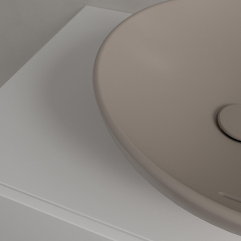 Villeroy & Boch Loop & Friends opzetwastafel - 42cm rond - met overloop CeramicPlus - mat almond (beige) SW644130