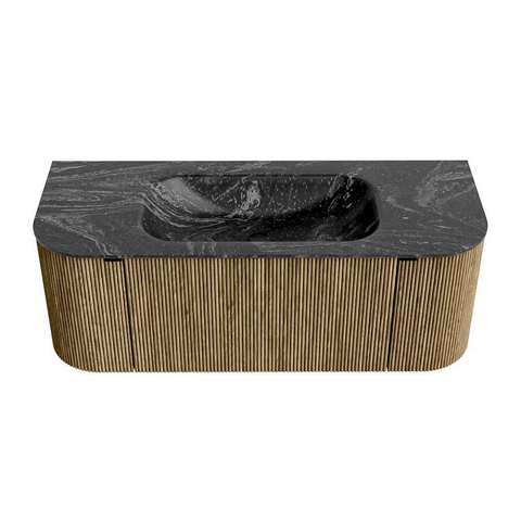 Mondiaz KURVE-DLUX Badkamermeubelset - 120x46x40cm - 1 lade - 2 deuren - wastafel solid surface - midden - 1 kraangat - Dusk SW1415246