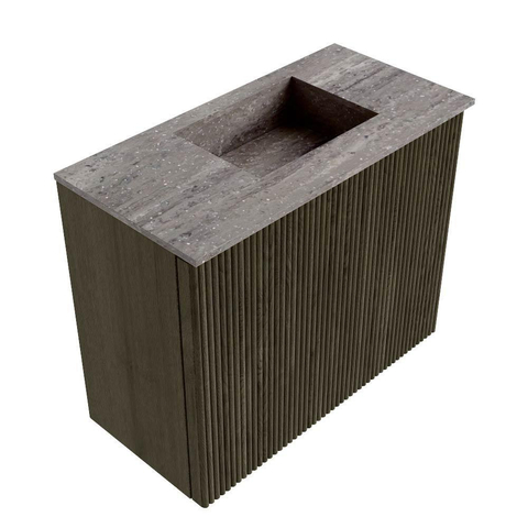 Mondiaz JOYA-DLUX 50cm toiletmeubel - kleur Shadow - Wastafel FAYE positie Rechts 1 kraangat kleur Oza. SW1425014