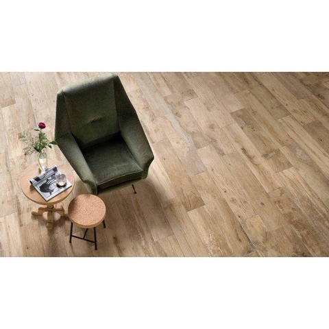 ÉCHANTILLON Ceralto Rovello Soft Carrelage sol et mur 20x120cm 10.5mm R9 grès cérame Honey SW913286