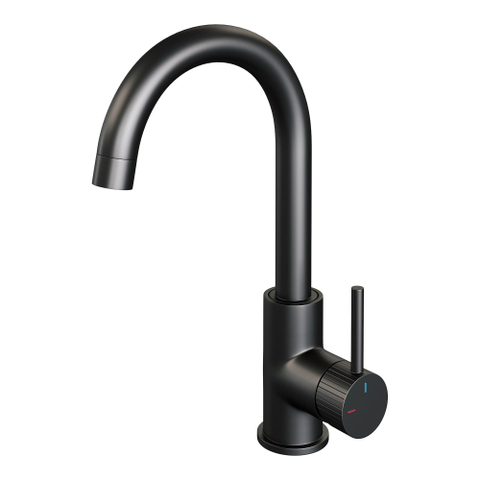 BRAUER Stripe Mitigeur de lavabo surélevé - bec rond pivotant - modèle A - noir mat SW1435090
