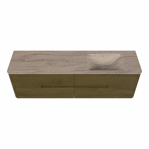 Mondiaz CIRO-DLUX Meuble de salle de bains - 170x45x50cm - Plan vasque Solid surface Saba - 1 bassin à droite - 1 trou de robinet - 4 tiroirs - Dusk SW1533359