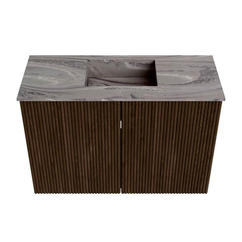 Mondiaz JOYA-DLUX 60cm toiletmeubel - kleur Walnut - Wastafel FAYE positie Midden 1 kraangat kleur Sombra. SW1424704
