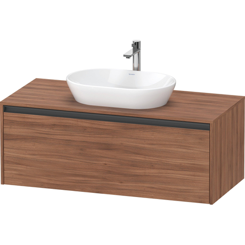 Duravit Ketho.2 Wastafelonderbouwkast - inclusief consoleplaat - met 1 lade - 120x55x45.9cm - met handgreep antraciet - noten mat SW772400