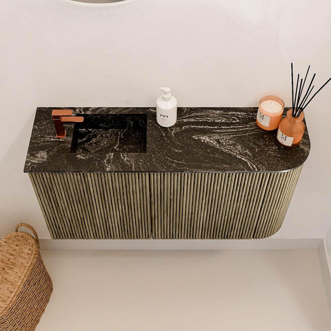 Mondiaz JOYA-DLUX 81.6cm toiletmeubel - ronding rechts kleur Dusk - Wastafel FAYE positie Links 1 kraangat kleur Lava. SW1423248