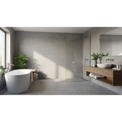 ÉCHANTILLON Terravito Alvella carreau mural et de sol - 60x120cm - Rectangulaire - 10.5mm - rectifié - Aspect pierre naturelle - Greige SW735768
