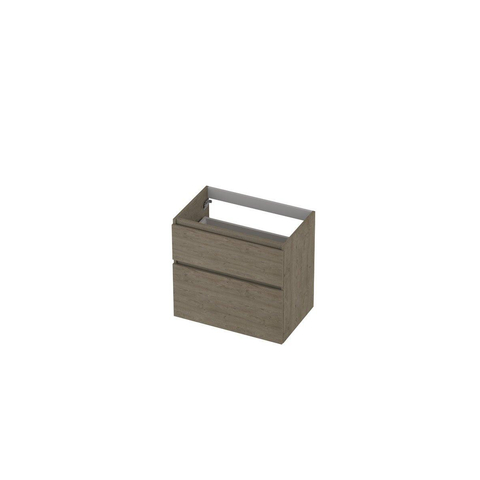 Ink meuble 2 tiroirs sans poignée décor bois avec cadre tournant bois un symétrique 70x65x45cm chêne grège SW693090