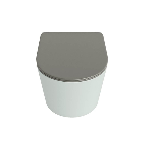 Mondiaz LAVIE hangtoilet – spoelrandloos – 36 x 53 cm – met softclose zitting – Greey (lichtgroen/grijs), zitting Smoke (lichtbruin) SW1208729