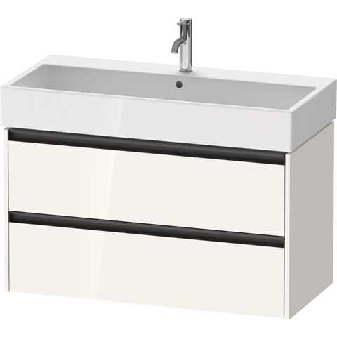 Duravit Ketho.2 Wastafelonderbouwkast - met 2 laden - 98.4x46x54.9cm - met grepen antraciet - hoogglans wit SW771900