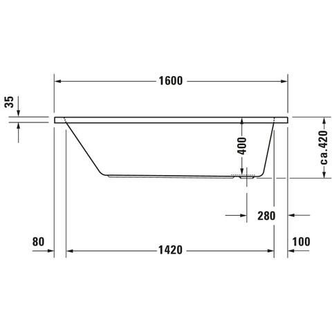 Duravit D Code bad acryl rechthoekig 160x70x40cm wit 0297511