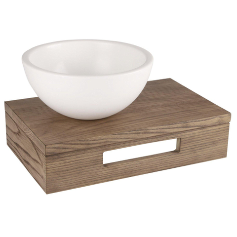 Differnz lave-mains – 40 x 21 x 10 cm – céramique blanc mat – sans robinet – avec cadre chêne brun SW794265