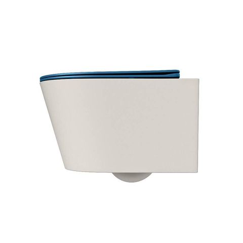 Mondiaz LAVIE hangtoilet – spoelrandloos – 36 x 53 cm – met softclose zitting – Linen (offwhite), zitting Jeans (blauw) SW1208638