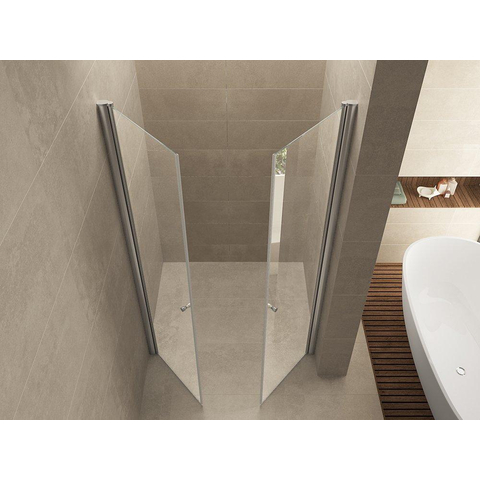 Wiesbaden Lagos Pendeldeur in nis - 120x200cm - 6mm - nano helder glas - chroom SW62373