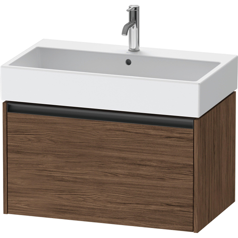 Duravit Ketho.2 Wastafelonderbouwkast - met 1 lade - 78.4x46x44cm - met greep antraciet - donker noten mat SW772867
