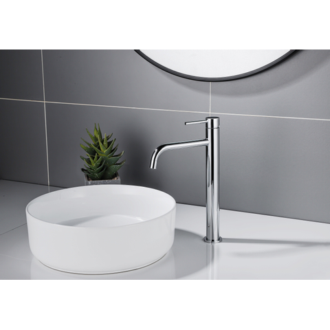 Fortifura Calvi Slim Wastafelkraan - 32cm - verhoogd - opbouw - hoogglans chroom SW377813