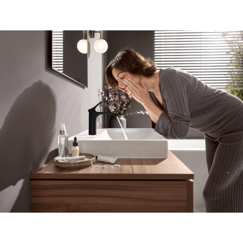 Hansgrohe VIVENIS 1 greeps wastafelkraan - 110 PopUp - trekwaste - mat zwart SW642490