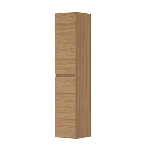 INK Badkamerkast - 35x37x169cm - 2 deuren - greeploos - houten keerlijst - 4 glazen planchettes - blank eiken SW1238865