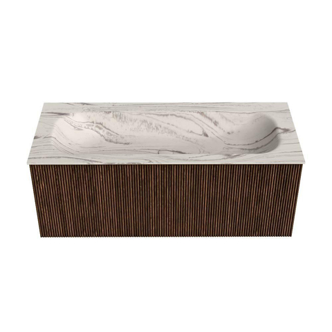 MONDIAZ KURVE-DLUX 110cm badmeubel kleur Walnut met 1 lade en 0 deuren. Wastafel BIG MEDIUM Midden zonder kraangat Nata. SW1432208
