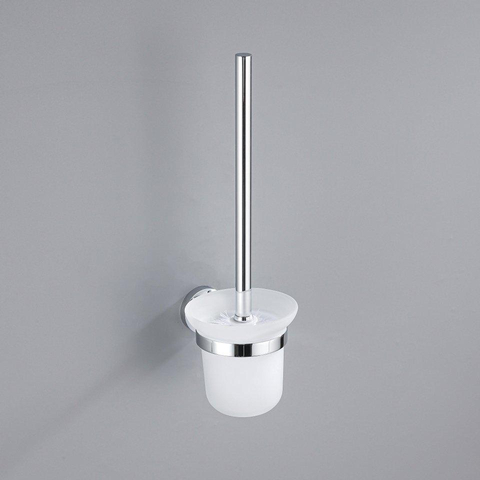 Fortifura Calvi Pack WC 3 pièces - porte-rouleau sans couvercle - brosse de toilette - crochet à serviette simple rond - chrome SW1248427