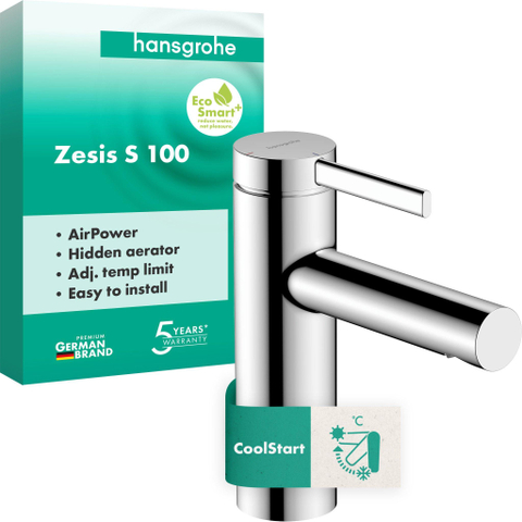 Hansgrohe Zesis s Eengreeps wastafelmengkraan - 100 - coolstart - zonder afvoer - hoogglans chroom SW1388635