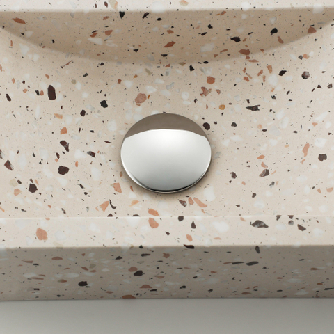 FugaFlow Eccelente Pietra Ensemble fontaine - 40x22x10cm - trou de robinet à droite - robinet de fontaine chrome - bouchon de vidange - siphon abaissé - beige mat SW1469002