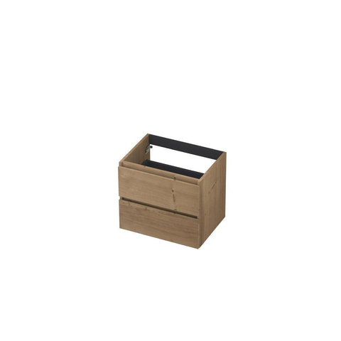 Ink fineer meuble sous-lavabo 60x52x45cm 2 tiroirs sans poignée cadre tournant en bois décor bois gris cendré SW493476