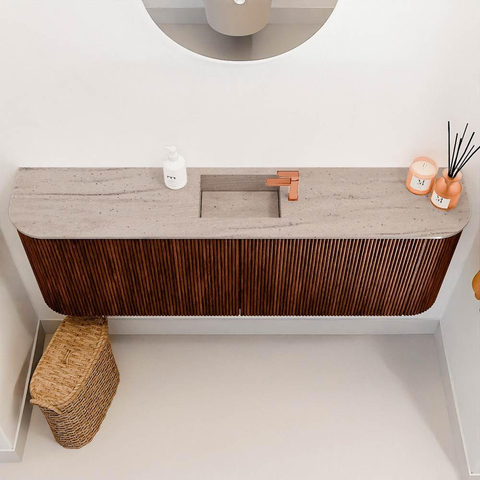 Mondiaz JOYA-DLUX 123.2cm toiletmeubel - ronding links en rechts kleur Ruby - Wastafel FAYE positie Midden 1 kraangat kleur Saba. SW1425640