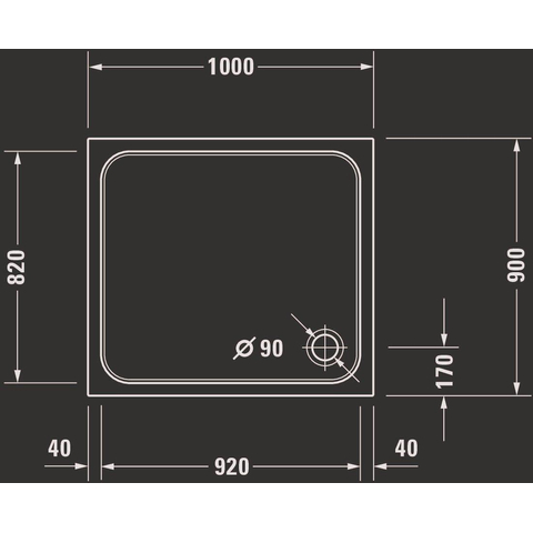 Duravit D-code Douchebak - 100x90x8.5cm - glans wit 0295841