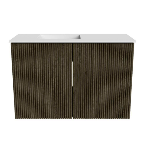 Mondiaz JOYA 60cm toiletmeubel - kleur Shadow - Wastafel FAYE positie Links Zonder kraangat kleur Talc. SW1421401