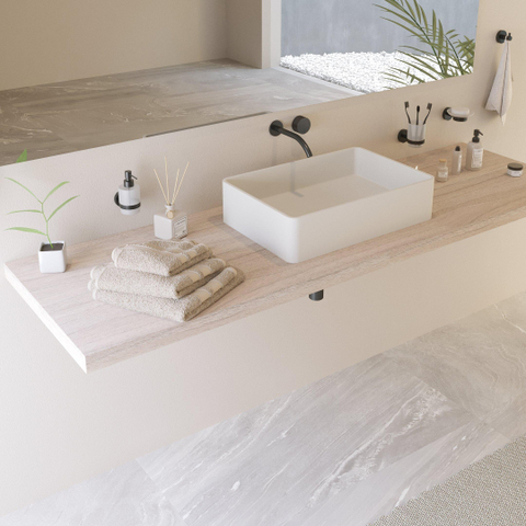 Ideavit Solidtop vasque à poser 60x40x15cm rectangulaire 0 trous de robinet 1 cuve Solid surface blanc SW85918