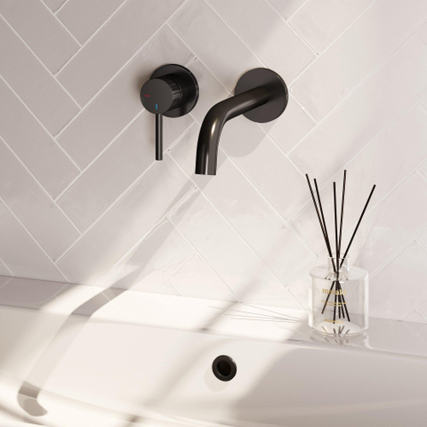 BRAUER Stripe Mitigeur lavabo encastré - bec courbé et rosaces modèle A2 - noir mat SW1435097