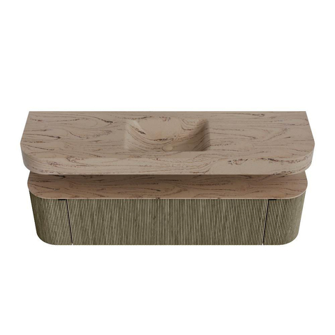 MONDIAZ THOR-DLUX 170cm meuble de salle de bains arrondi gauche + droite couleur Shadow avec 1 tiroir et 2 portes. Vasque suspendue CLOUD Milieu 1 trou de robinet couleur Arena. SW1465816