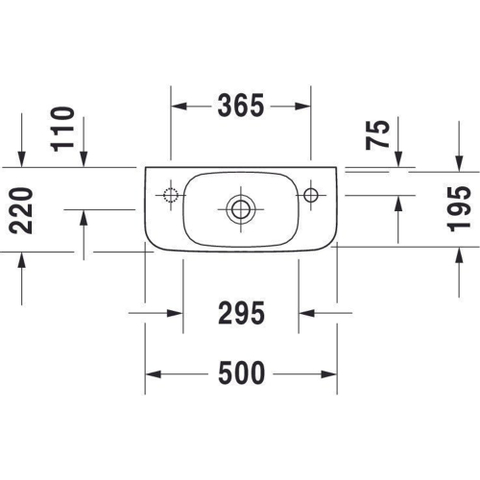Duravit Durastyle fontaine 50x22 cm. trou de robinet à gauche blanc SW54123