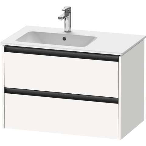 Duravit Ketho.2 Wastafelonderbouwkast - met 2 laden - voor waskom links - 81x48x54.9cm - met grepen antraciet - wit supermat SW772910