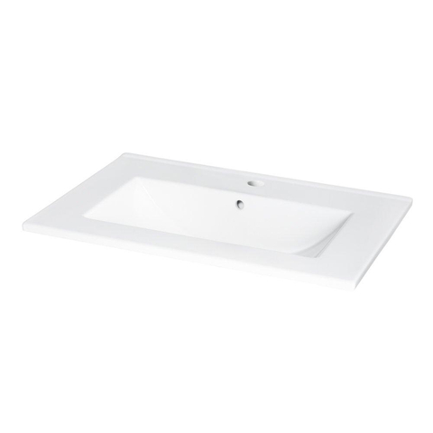 Saniclass Vygo wastafel - 60x40x2cm - wasbak midden - 1 kraangat - glans wit SW7115