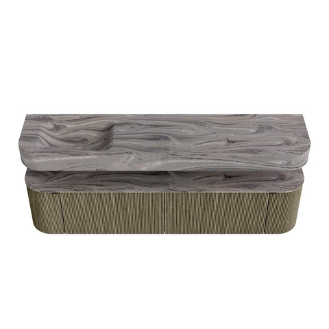 MONDIAZ THOR-DLUX Meuble de salle de bains 190cm arrondi gauche + droite couleur Shadow avec 2 tiroirs et 2 portes. Vasque suspendue CLOUD Gauche 1 trou de robinet couleur Sombra. SW1466625