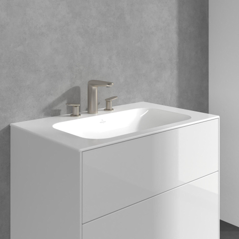 Villeroy & Boch Antao 3 gats wastafelmengkraan - met push open plug - Brushed Nickel (rvs) SW974182