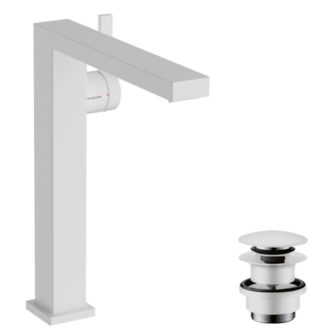 Hansgrohe Tecturis E 1 greeps wastafelkraan - 240 Fine - coolstart waskom - met PushOpen plug - mat wit SW918713