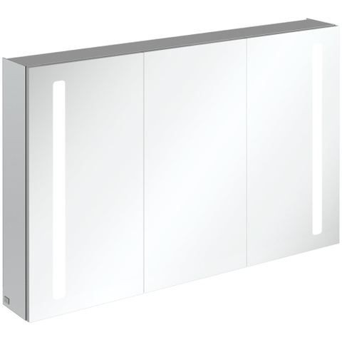 Villeroy & Boch my view 14 My View spiegelkast - met 2 deuren - met geïntegreerde LED verlichting verticaal - 120x75x17.3cm - zilver 1024982