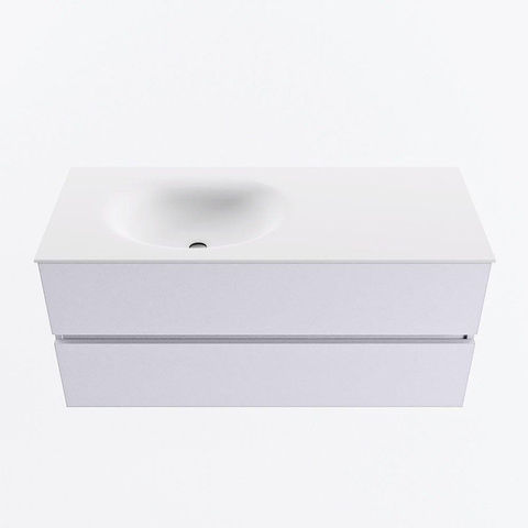Mondiaz VICA Ensemble meuble de salle de bains - 110cm - cale - 2 tiroirs - Lavabo MOON - gauche - sans trou de robinet - couleur talc - Version XL 60cm de hauteur SW1189145